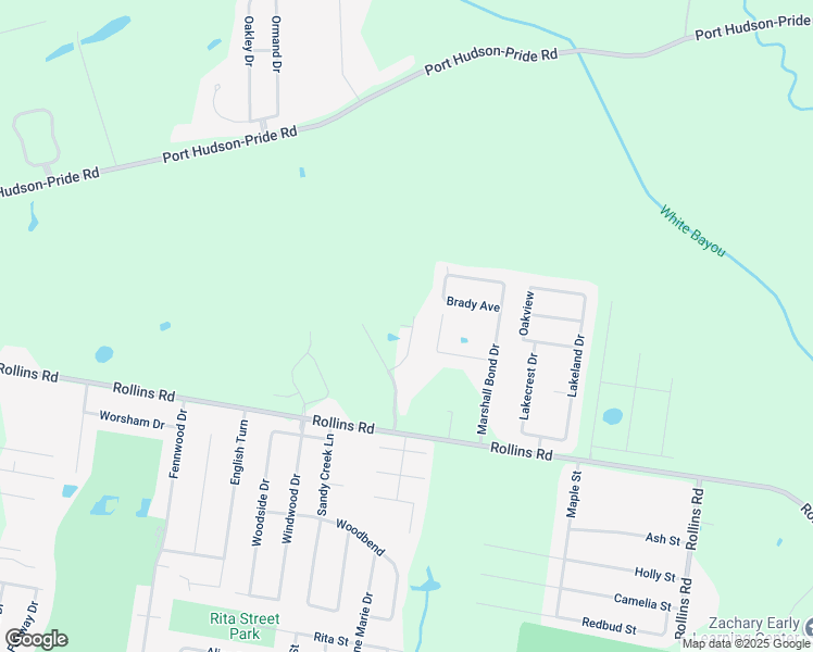 map of restaurants, bars, coffee shops, grocery stores, and more near 7074 Fleur De Lis Street in Zachary