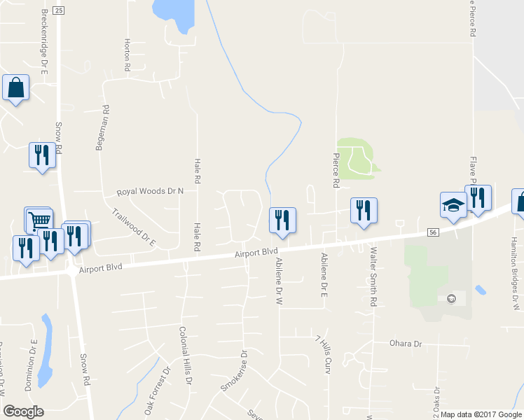 map of restaurants, bars, coffee shops, grocery stores, and more near 879 Copperfield Drive East in Mobile