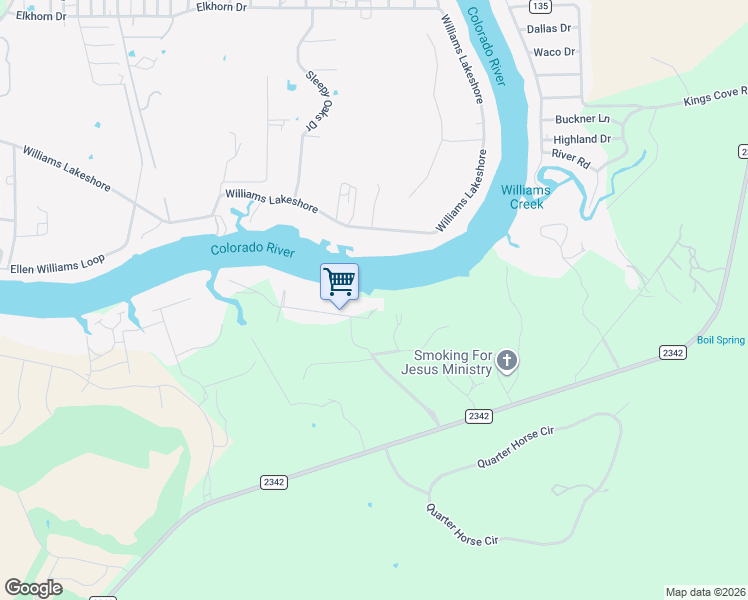 map of restaurants, bars, coffee shops, grocery stores, and more near 110 Kingsland Ranch Cove in Kingsland