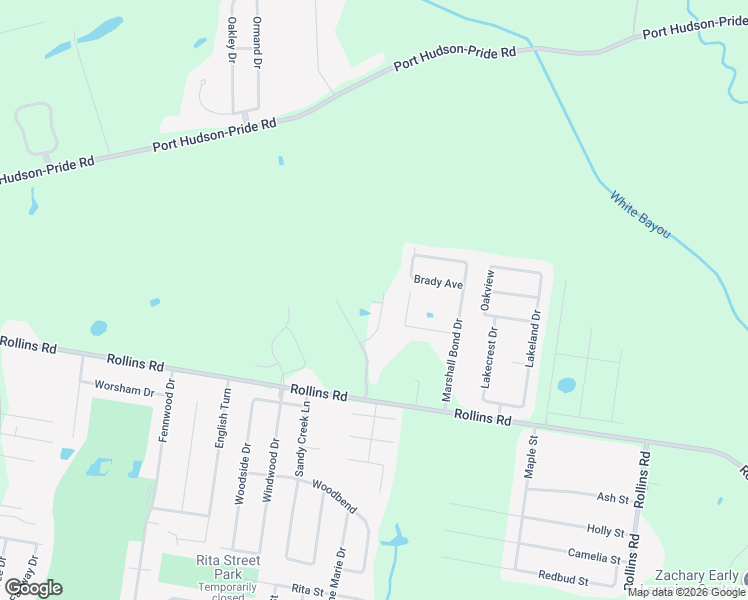 map of restaurants, bars, coffee shops, grocery stores, and more near 7074 Fleur De Lis Street in Zachary