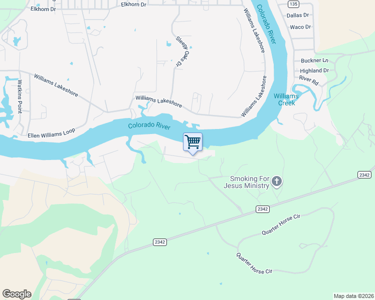 map of restaurants, bars, coffee shops, grocery stores, and more near 207 River Ranch Road in Kingsland