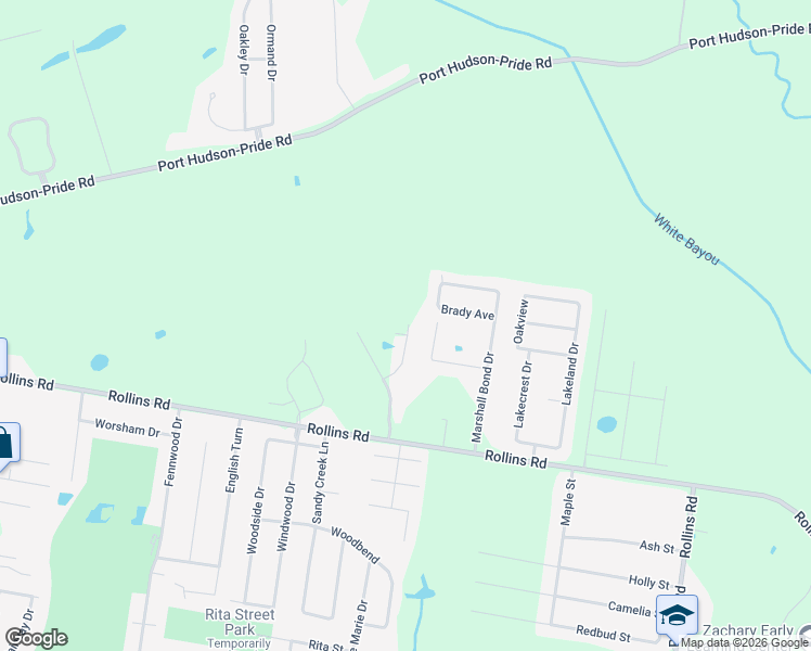 map of restaurants, bars, coffee shops, grocery stores, and more near 7273 Harrell Drive in Zachary
