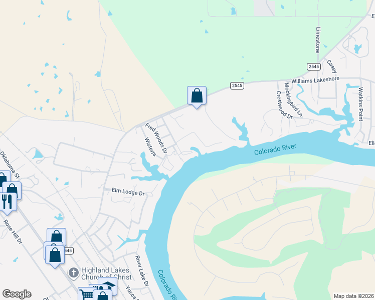 map of restaurants, bars, coffee shops, grocery stores, and more near 112 Lori Lane in Kingsland
