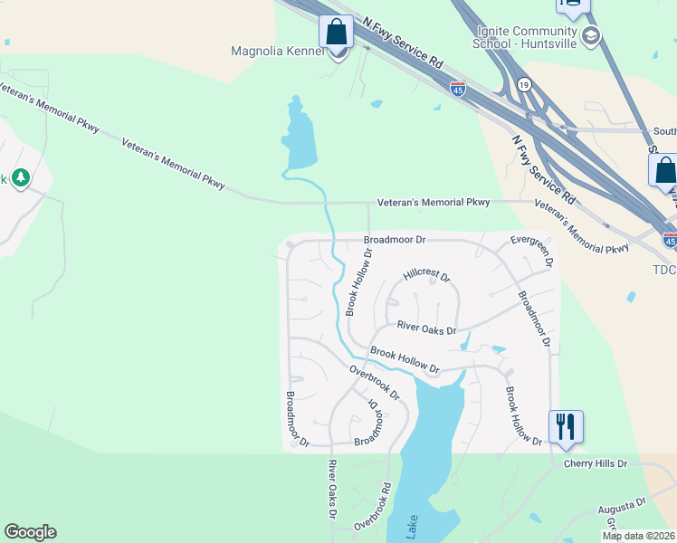 map of restaurants, bars, coffee shops, grocery stores, and more near 312 Inverness Drive in Huntsville