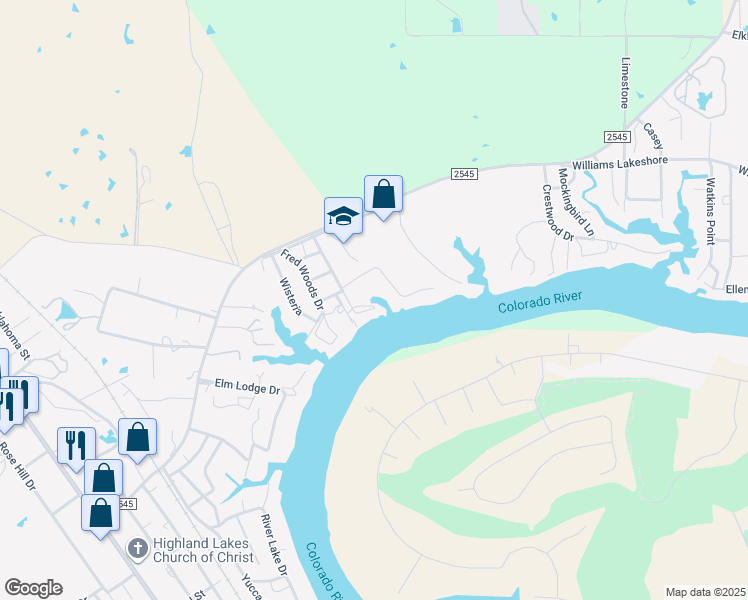map of restaurants, bars, coffee shops, grocery stores, and more near 112 Lori Lane in Kingsland