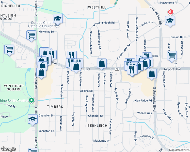 map of restaurants, bars, coffee shops, grocery stores, and more near 755 Wildwood Avenue in Mobile