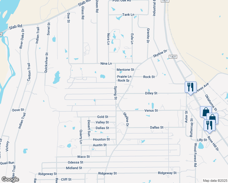 map of restaurants, bars, coffee shops, grocery stores, and more near 620 Dilley Street in Kingsland