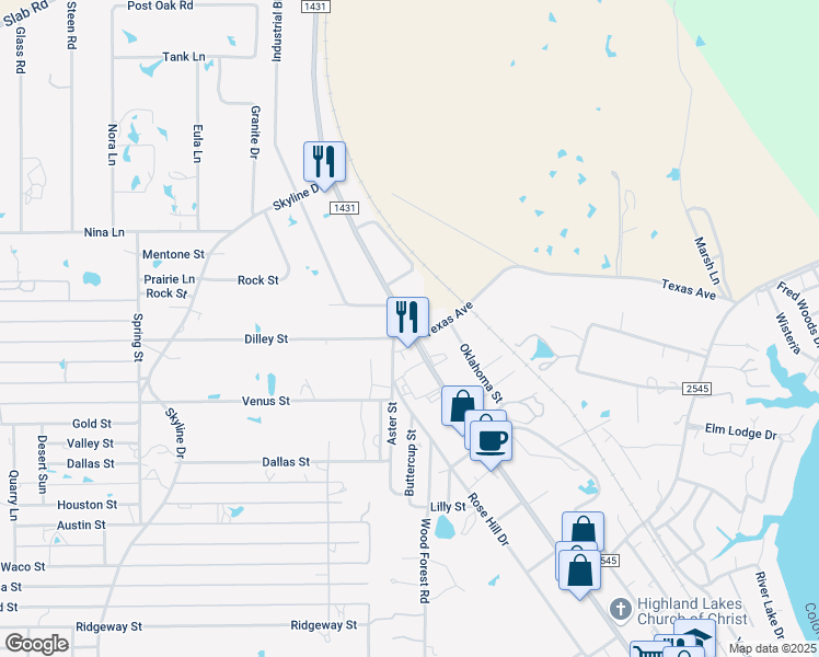 map of restaurants, bars, coffee shops, grocery stores, and more near 979 Dilley Street in Kingsland