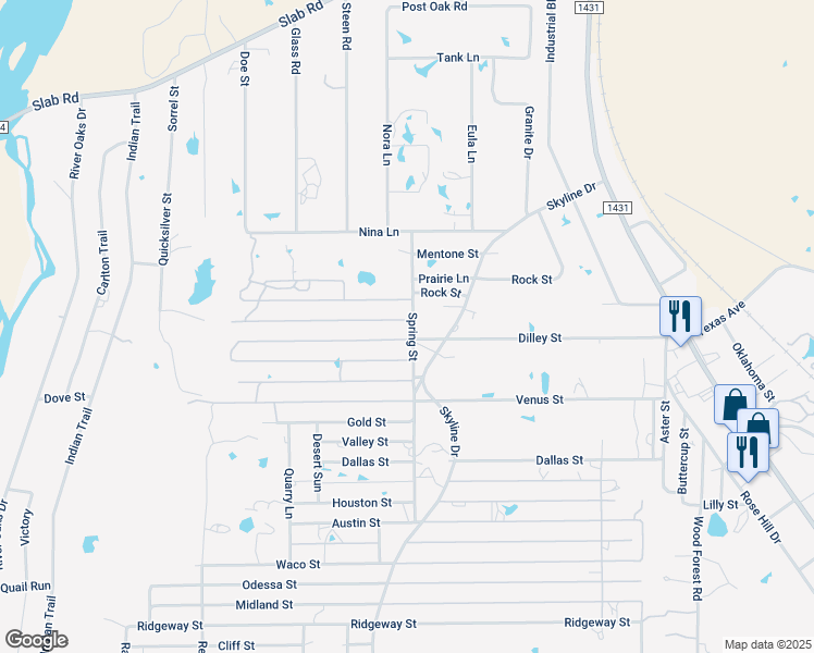 map of restaurants, bars, coffee shops, grocery stores, and more near 620 Dilley Street in Kingsland