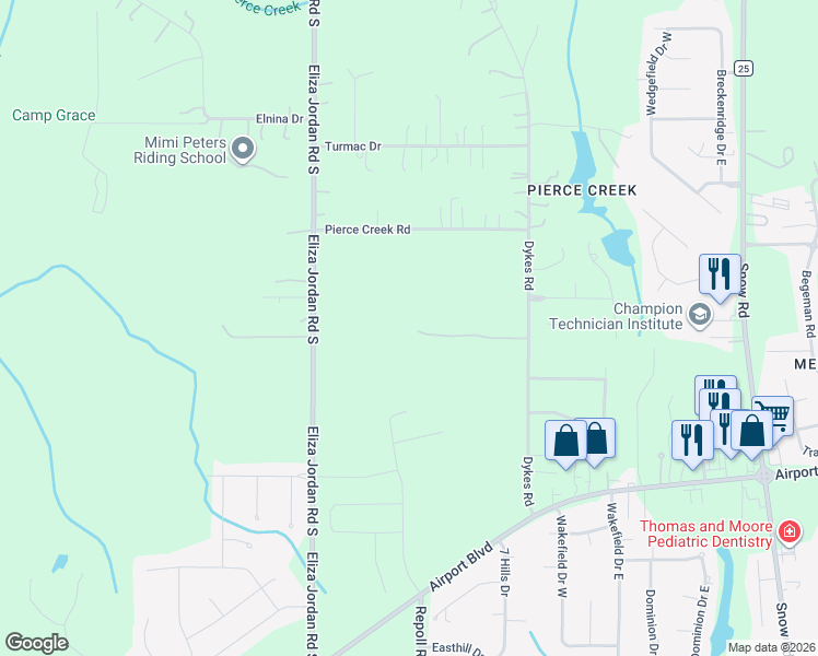 map of restaurants, bars, coffee shops, grocery stores, and more near 710 Dykes Road in Mobile