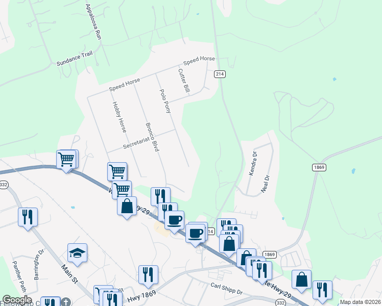 map of restaurants, bars, coffee shops, grocery stores, and more near 120 Polo Pony in Liberty Hill