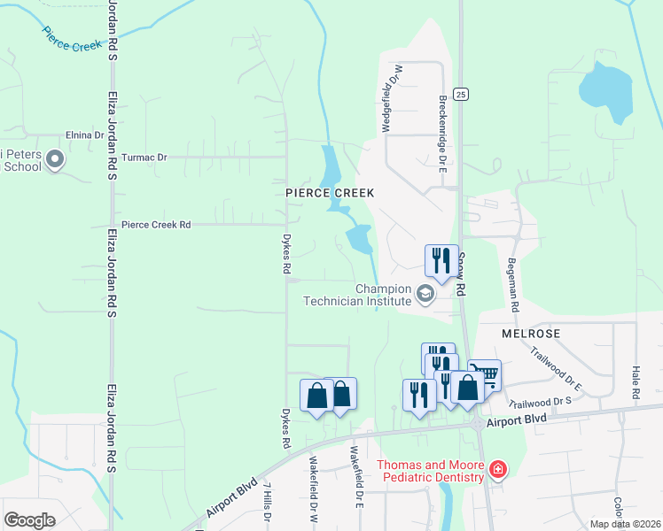 map of restaurants, bars, coffee shops, grocery stores, and more near 615 Summerlake Place in Mobile