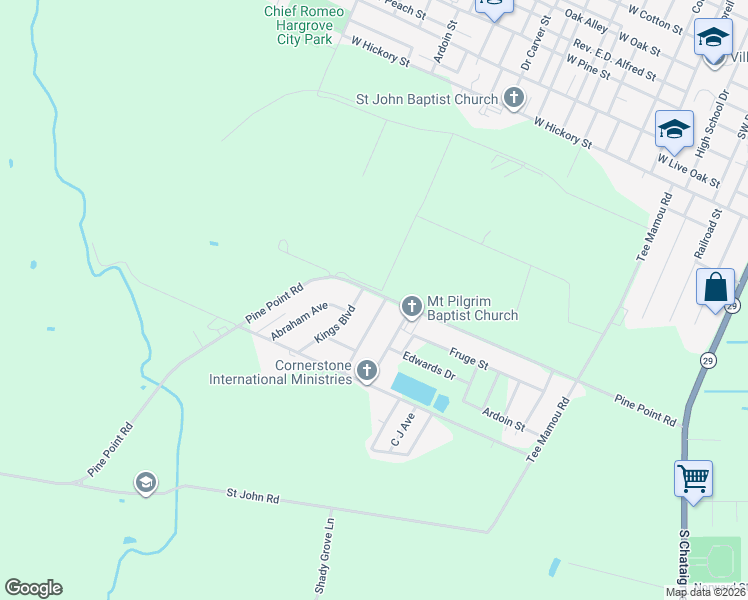 map of restaurants, bars, coffee shops, grocery stores, and more near 6496 Pine Point Road in Ville Platte