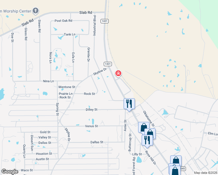 map of restaurants, bars, coffee shops, grocery stores, and more near 921 Industrial Boulevard in Kingsland