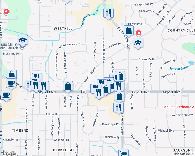 map of restaurants, bars, coffee shops, grocery stores, and more near 167 Bit and Spur Terrace in Mobile