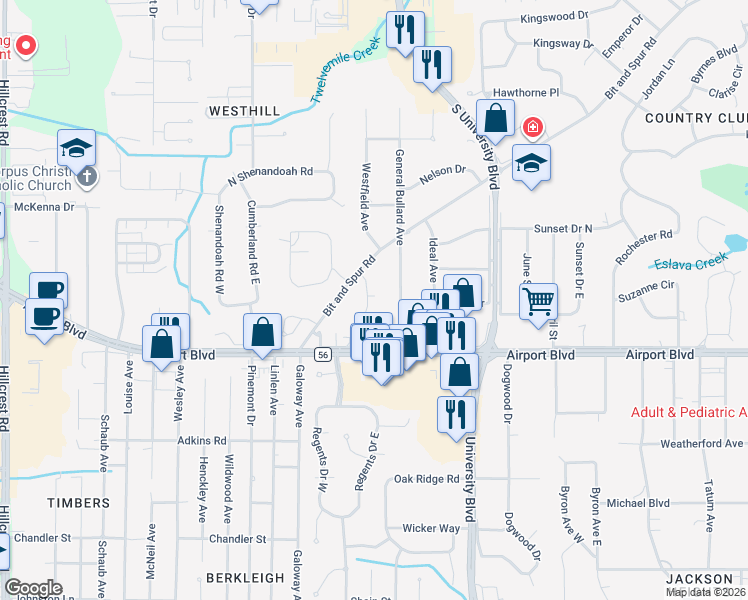 map of restaurants, bars, coffee shops, grocery stores, and more near 167 Bit and Spur Terrace in Mobile