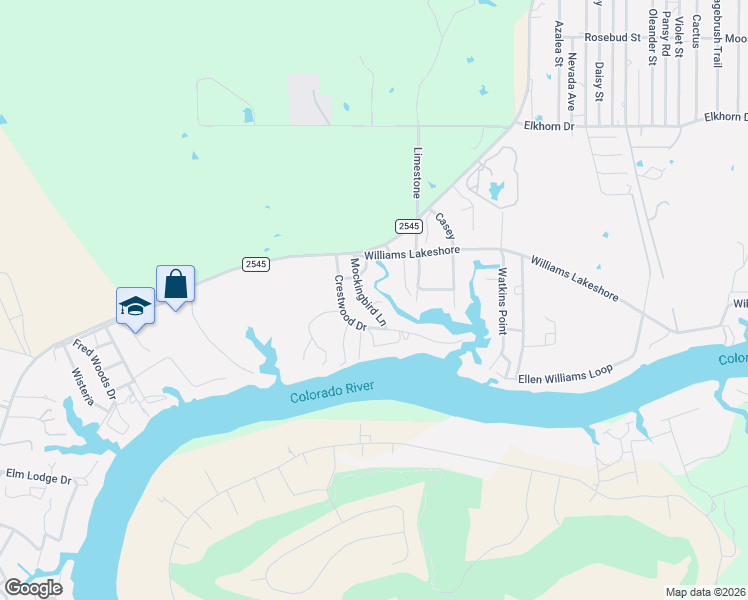 map of restaurants, bars, coffee shops, grocery stores, and more near 216 Mockingbird Lane in Kingsland