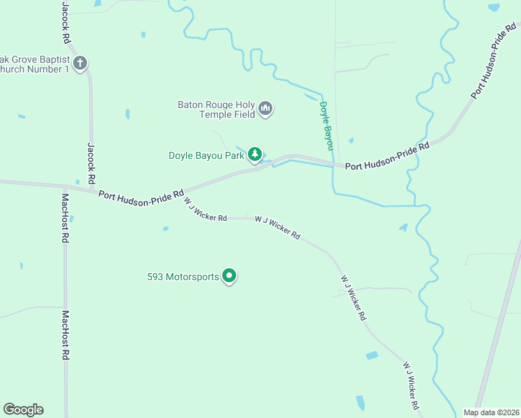 map of restaurants, bars, coffee shops, grocery stores, and more near 22220 West J Wicker Road in Zachary