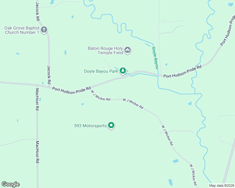 map of restaurants, bars, coffee shops, grocery stores, and more near 22220 West J Wicker Road in Zachary