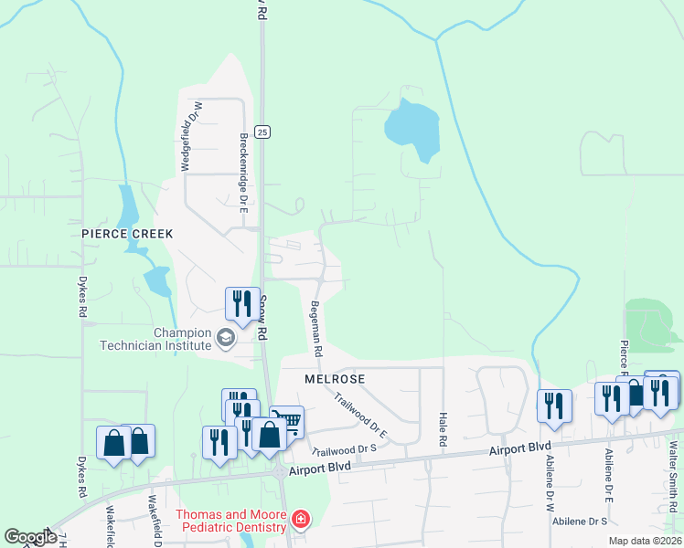 map of restaurants, bars, coffee shops, grocery stores, and more near 281-291 Begeman Road in Mobile