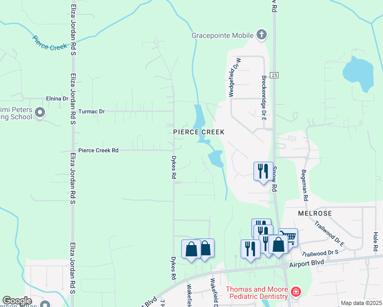 map of restaurants, bars, coffee shops, grocery stores, and more near 522 Summerlake Dr E in Mobile