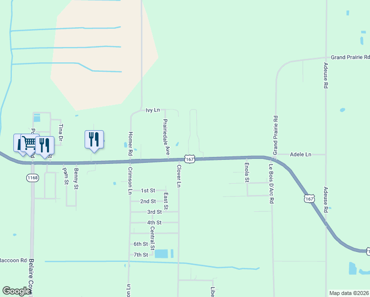 map of restaurants, bars, coffee shops, grocery stores, and more near 200-246 Saint Joseph Street in Ville Platte
