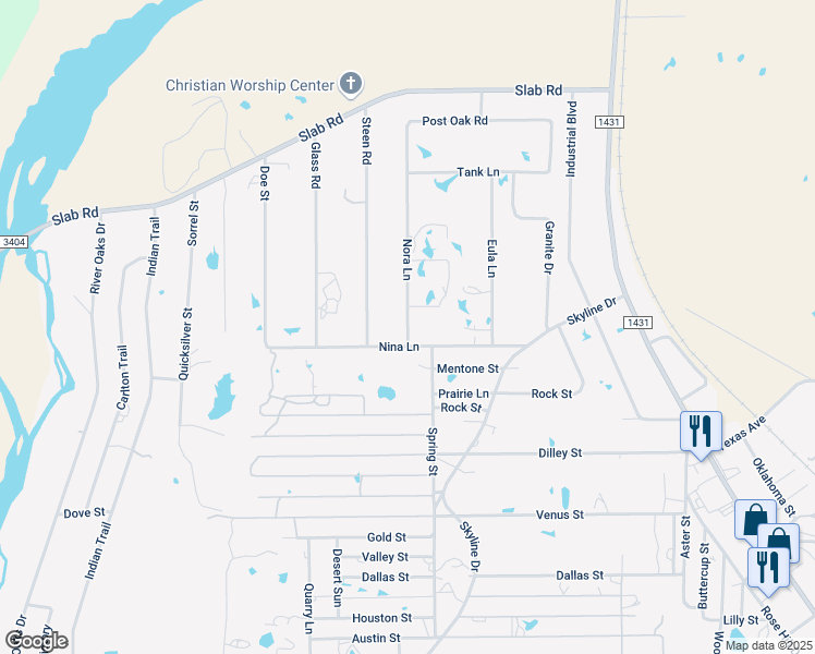 map of restaurants, bars, coffee shops, grocery stores, and more near 1206 Nora Lane in Kingsland