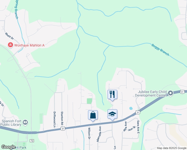map of restaurants, bars, coffee shops, grocery stores, and more near 31220 Spanish Oaks Drive West in Spanish Fort
