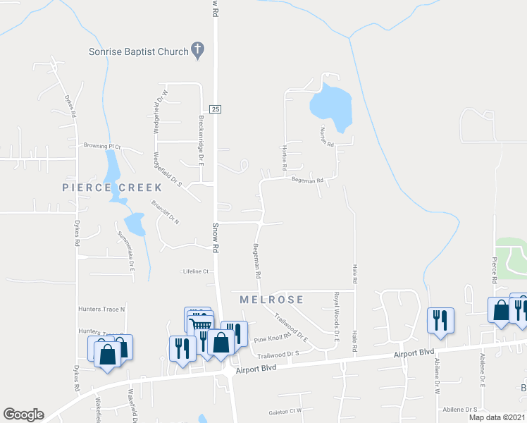 map of restaurants, bars, coffee shops, grocery stores, and more near 282 Begeman Road in Mobile