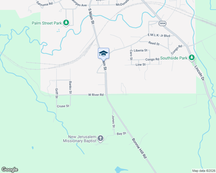 map of restaurants, bars, coffee shops, grocery stores, and more near 1335 South Main Street in Chattahoochee