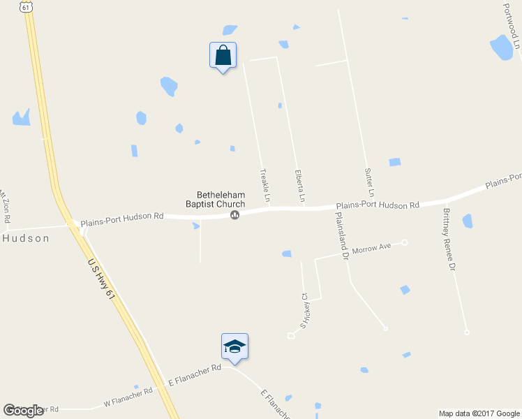 map of restaurants, bars, coffee shops, grocery stores, and more near 390 Plains-Port Hudson Road in Zachary