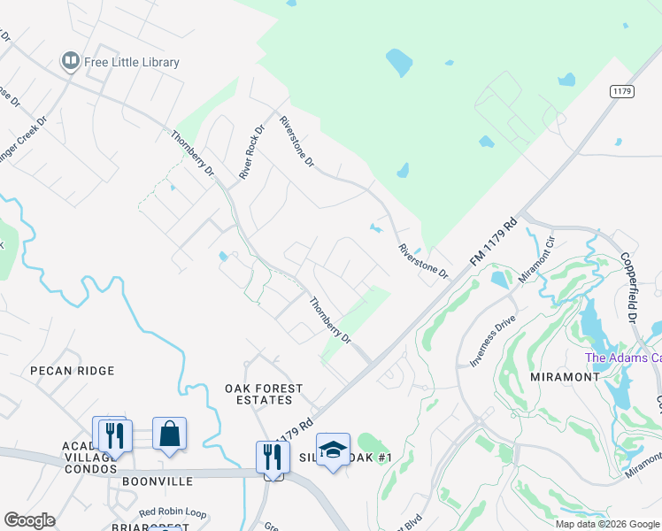 map of restaurants, bars, coffee shops, grocery stores, and more near 3505 Foxcroft Path in Bryan