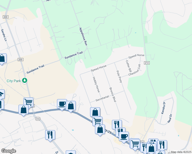 map of restaurants, bars, coffee shops, grocery stores, and more near 232 Hobby Horse in Liberty Hill