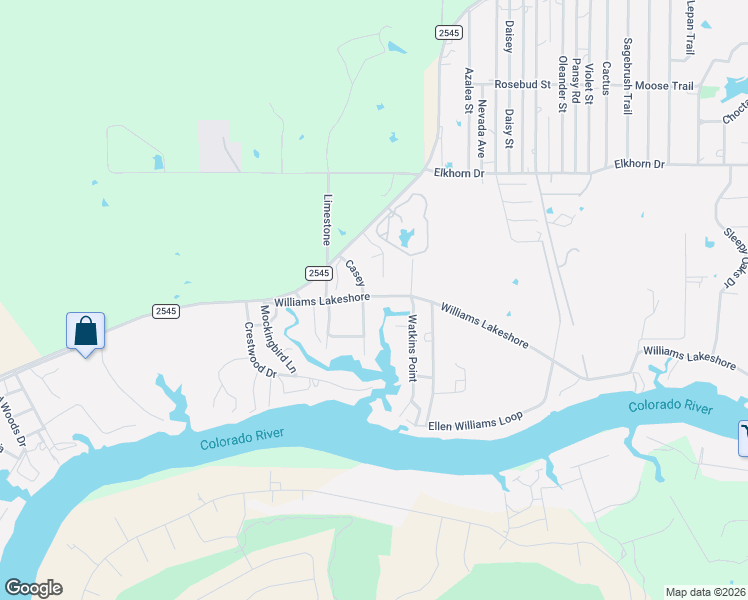 map of restaurants, bars, coffee shops, grocery stores, and more near 610 Williams Lakeshore in Kingsland