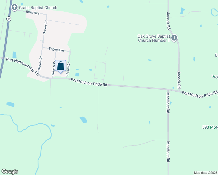 map of restaurants, bars, coffee shops, grocery stores, and more near 6330 Port Hudson-Pride Road in Slaughter