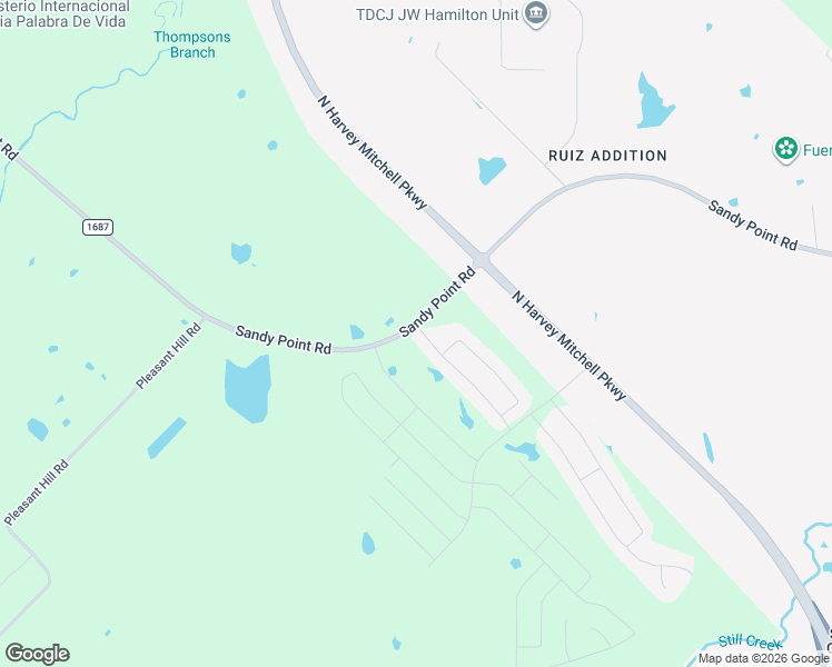 map of restaurants, bars, coffee shops, grocery stores, and more near 5287 Sandy Point Road in Bryan