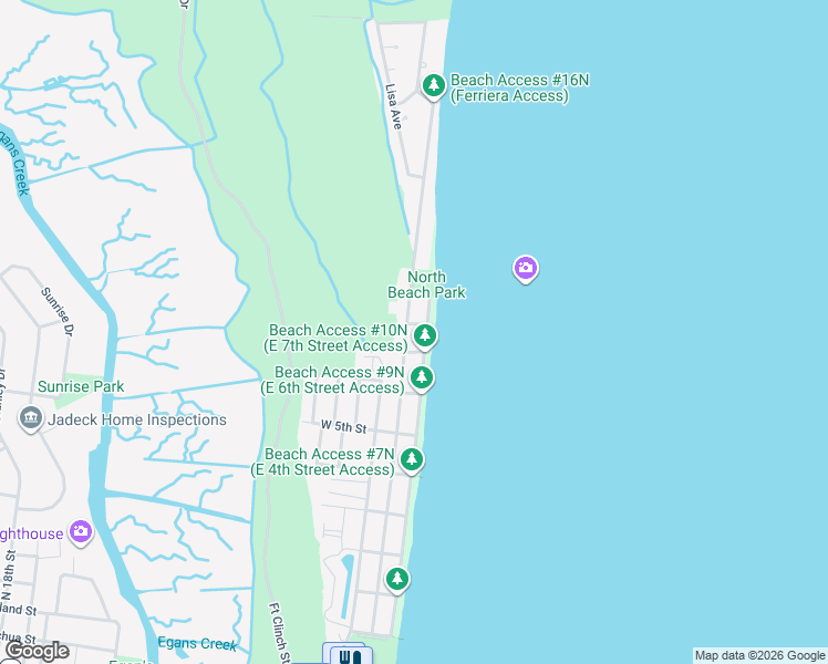 map of restaurants, bars, coffee shops, grocery stores, and more near 1127 Ocean Avenue in Fernandina Beach