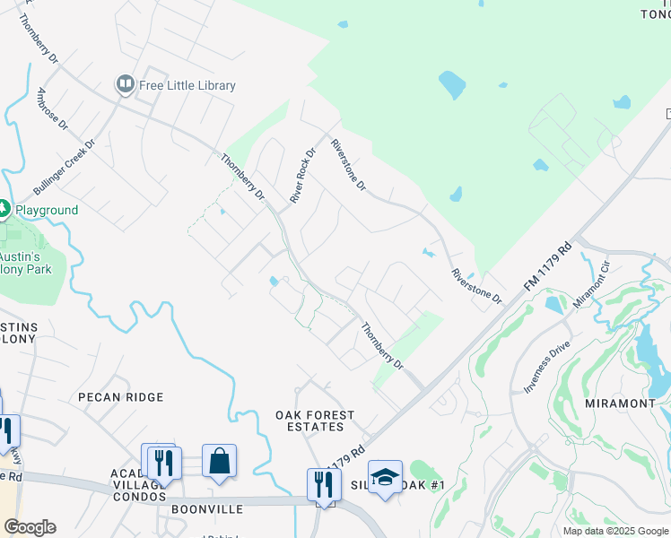map of restaurants, bars, coffee shops, grocery stores, and more near 3549 Leesburg Path in Bryan