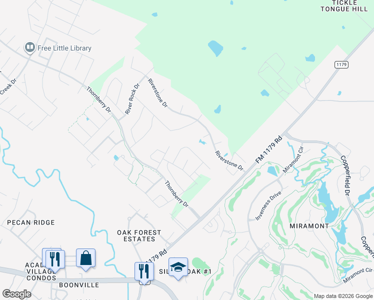 map of restaurants, bars, coffee shops, grocery stores, and more near 4675 River Garden Court in Bryan