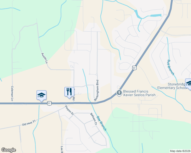 map of restaurants, bars, coffee shops, grocery stores, and more near 11848 Arlington Boulevard in Spanish Fort