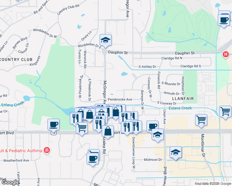 map of restaurants, bars, coffee shops, grocery stores, and more near 3933 Radnor Avenue in Mobile