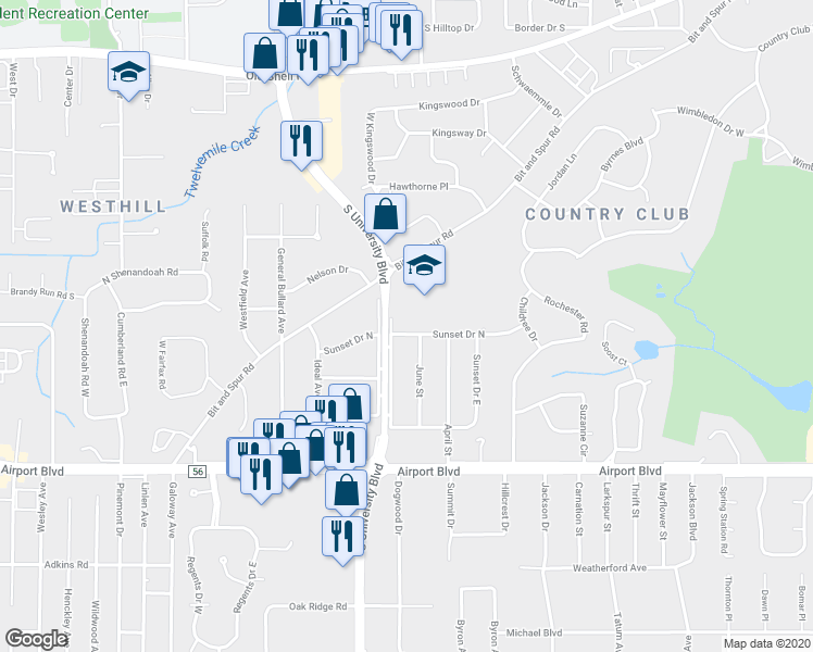 map of restaurants, bars, coffee shops, grocery stores, and more near 4622 Sunset Drive North in Mobile