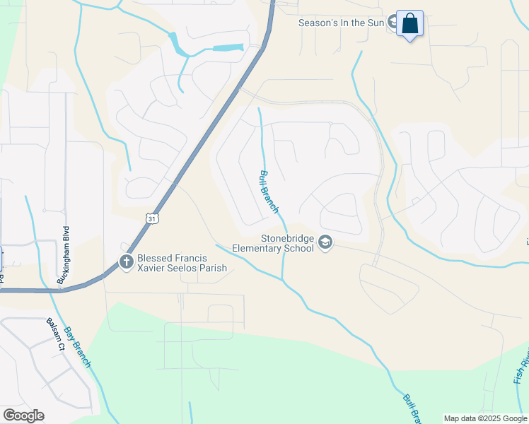 map of restaurants, bars, coffee shops, grocery stores, and more near Hoot Owl Road in Spanish Fort