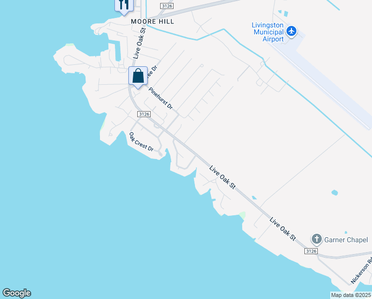 map of restaurants, bars, coffee shops, grocery stores, and more near 7972 Farm to Market Road 3126 in Livingston