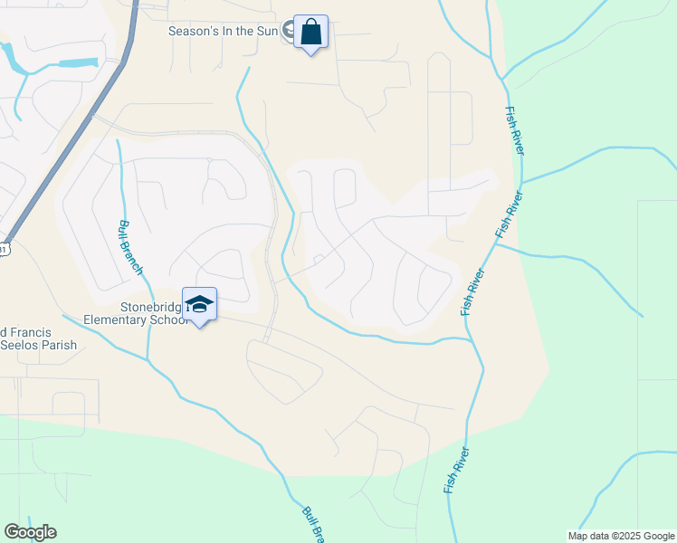 map of restaurants, bars, coffee shops, grocery stores, and more near Stroh Road in Spanish Fort