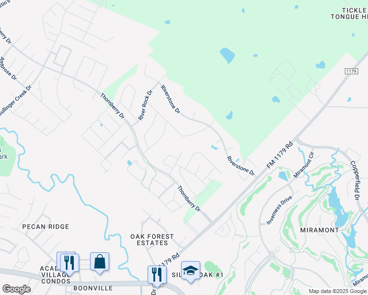 map of restaurants, bars, coffee shops, grocery stores, and more near 3542 Fairfax Green in Bryan