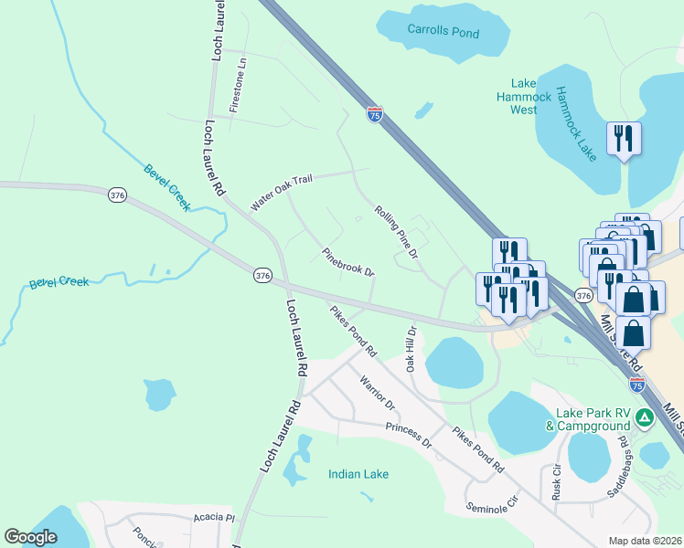 map of restaurants, bars, coffee shops, grocery stores, and more near 4628 Old Hickory Circle in Lake Park