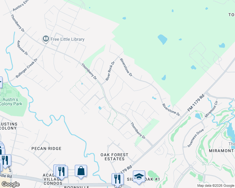 map of restaurants, bars, coffee shops, grocery stores, and more near Stone Leigh Lane in Bryan