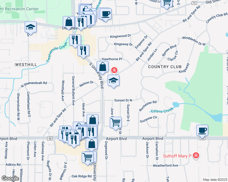 map of restaurants, bars, coffee shops, grocery stores, and more near 4645 Bit and Spur Road in Mobile