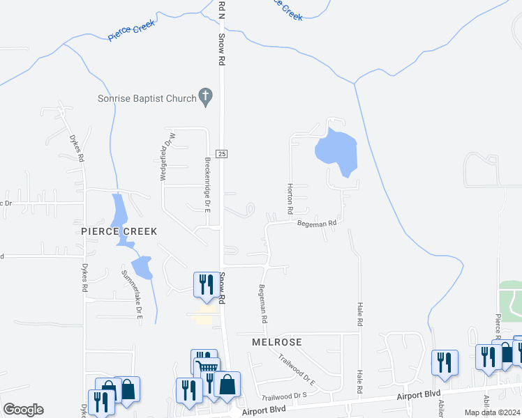 map of restaurants, bars, coffee shops, grocery stores, and more near 450 Begeman Road in Mobile